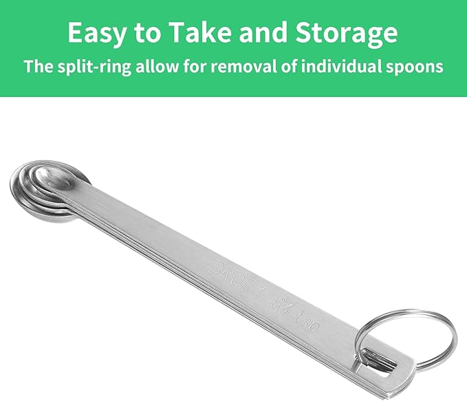 5PCS Small Measuring Spoons Set - Cuttte Stainless Steel Tiny Measuring Spoons for Cooking Baking, 1/4 1/8 1/16 1/32 1/64 tsp, Teaspoon Minispoon for Powders, Spices