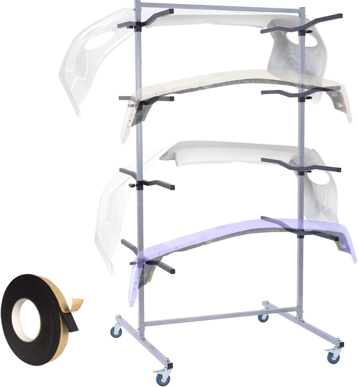 Mobile Bumper Storage Rack, Double-Sided Bumper Stand for Automobile Parts, Maximize Efficiency Auto Body & Parts Storage Pannel Tree, 8 Pairs Racks