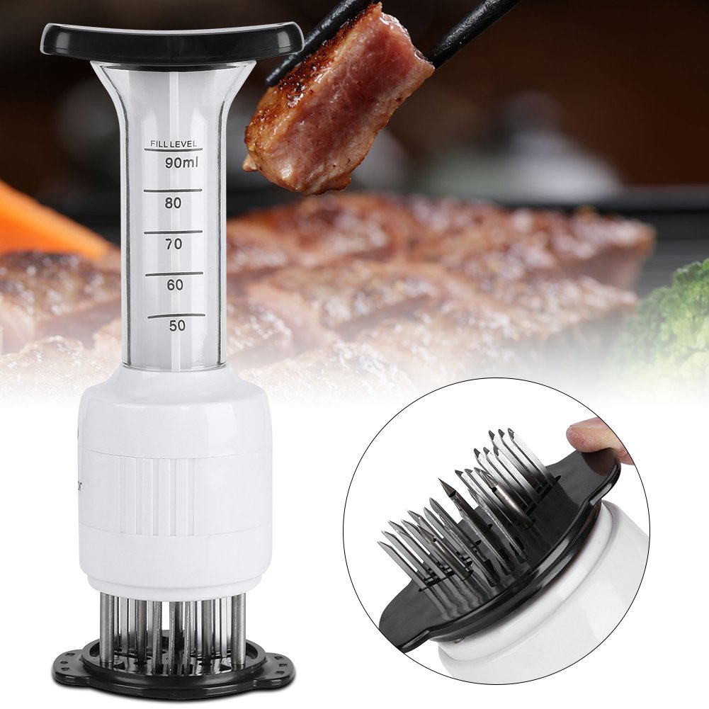 Textured Meat Tenderizer, 304 stainless steel Meat Marinade Tenderizer Needle Injector Steaks Flavor Syringe Cook Kitchen Tool