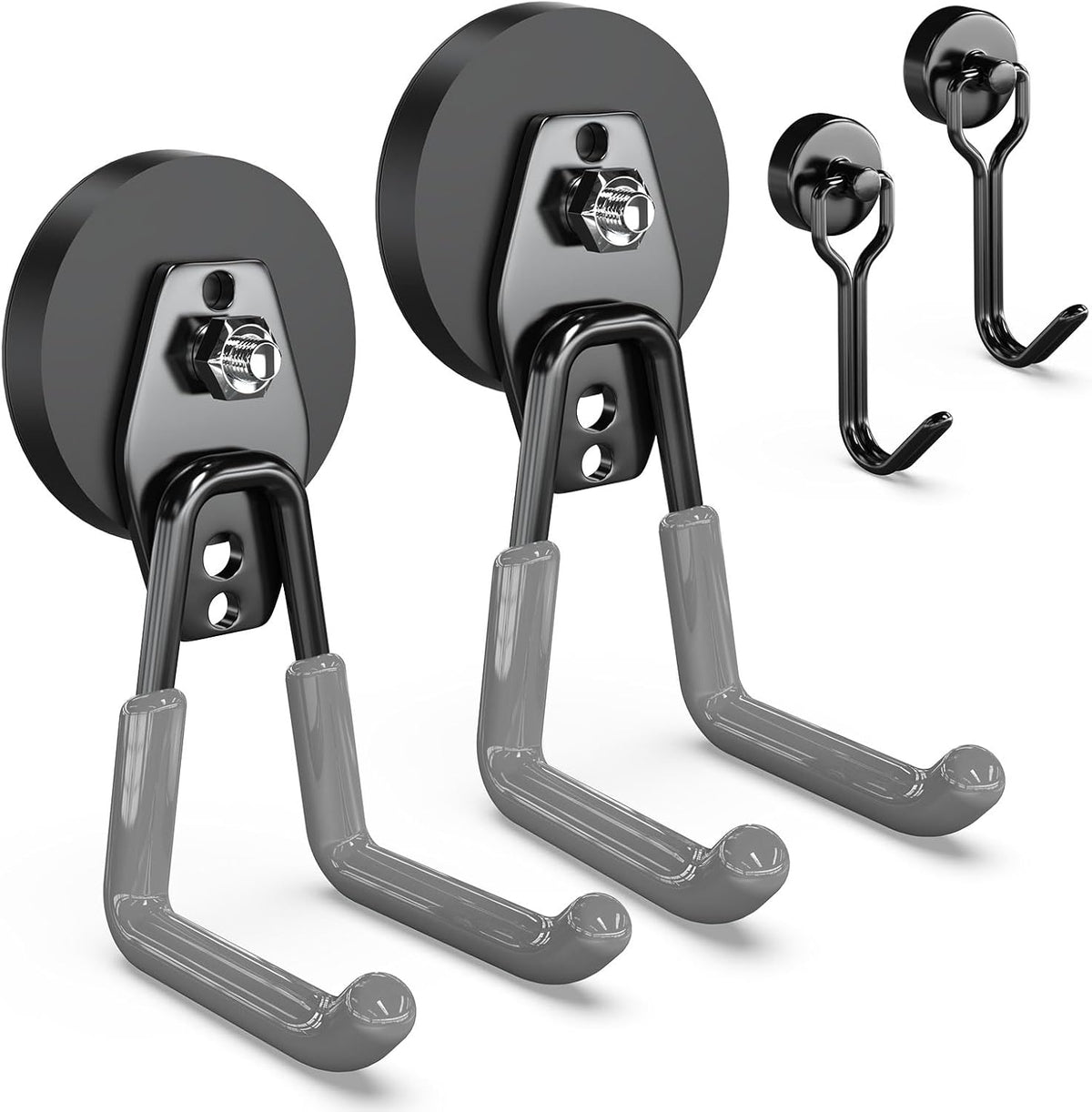 3-H Heavy Duty Magnet Garage Hooks 2 Pack, Large Strong Magnetic Hooks for Hanging Cordless Power Drill, Utility Magnetic Tool Holder for Metal Cabinet, Steel Pegboard, Toolbox, Garage(Grey)