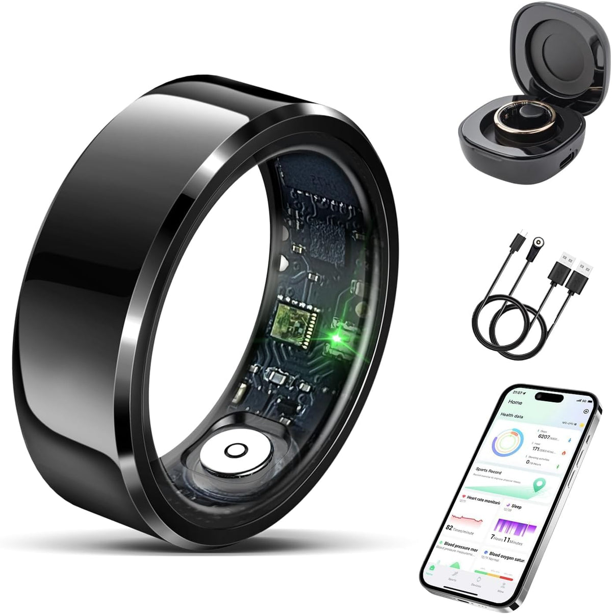 Smart Ring for Women Men-Wearable Fitness Tracker with Sleep Tracking Heart Rate Healthy Monitor Ring Activity Monitoring Steps Calories