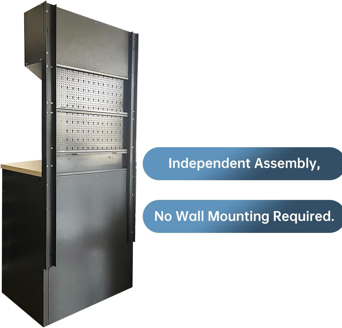 Steel Garage Storage Cabinet System, Tool Organization, for Workshop Auto Repair Shop, No Wall Mounting Needed