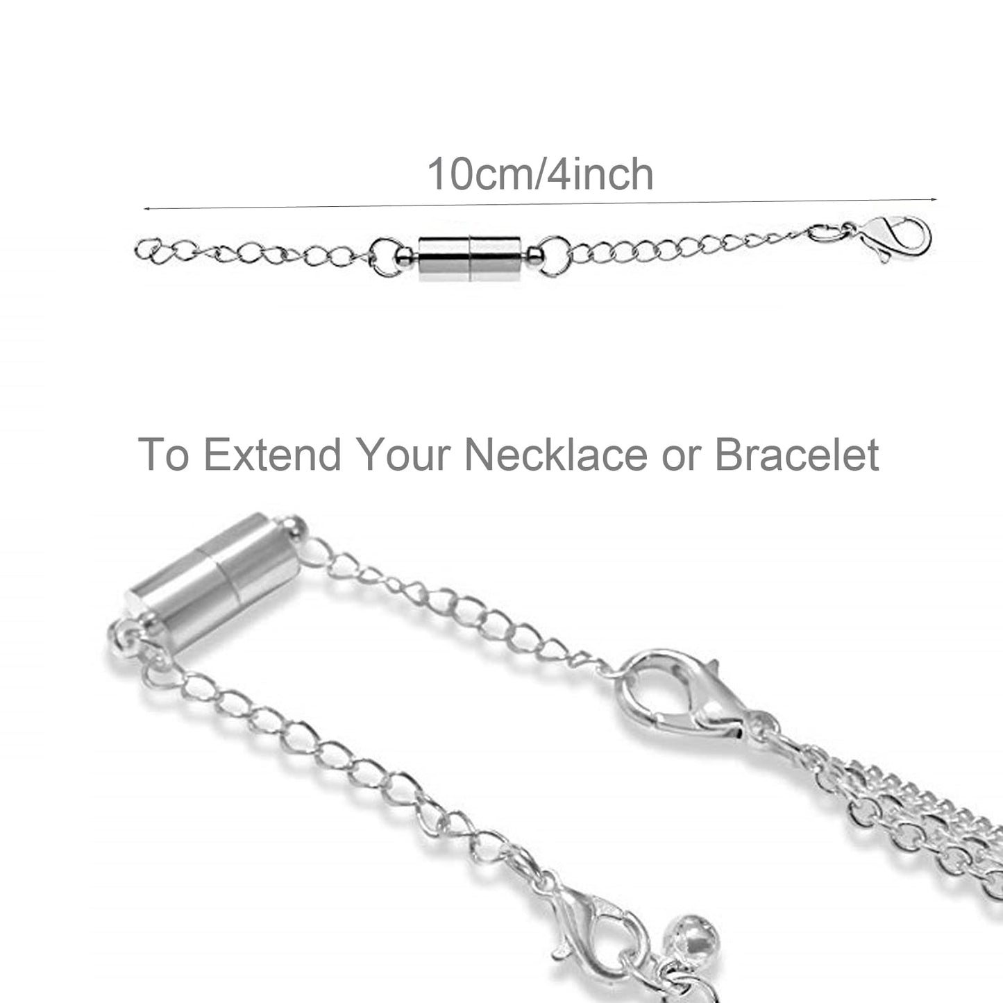Mizeer Magnetic Necklace Extenders, Adjustable Chain Extenders for Necklaces, Magnetic Necklace Clasps and Closures with Extender Chains (4pcs Gold)