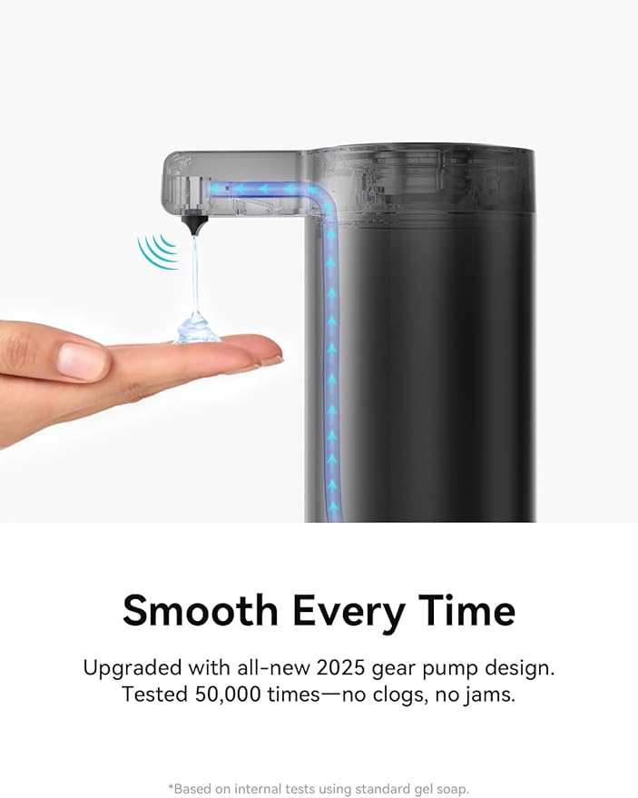 SUNLY Touchless Automatic Soap Dispenser – Clog-Free Pump, 0.2s Fast Sensor, USB-C Rechargeable, Smudge-Resistant Stainless Steel, for Kitchen & Bathroom Soap Dispenser, Black