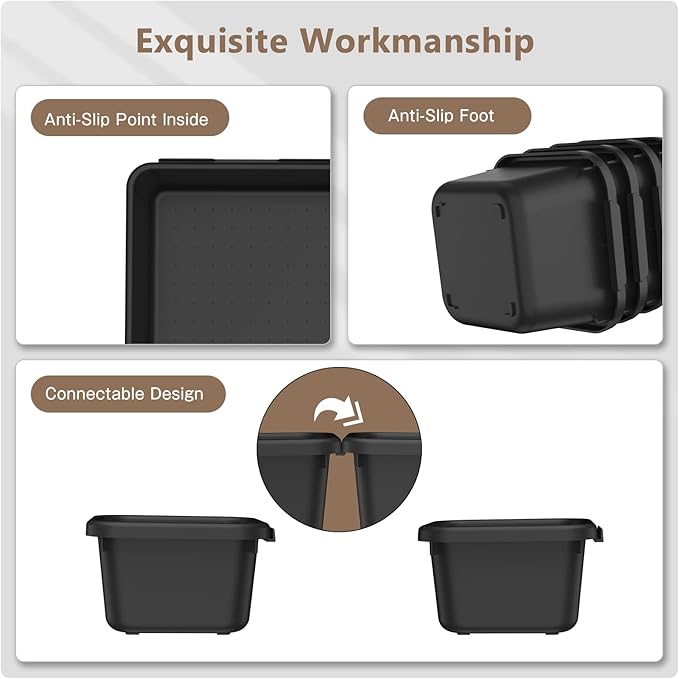 A-LuGei【 & 5 Size Tool Box Organizer Tray Divider Set, 【Black】 Bathroom Drawer Organizer Bin, Garage Organization and Storage Toolbox Rolling Tool Chest Cart Cabinet WorkBench Small Part