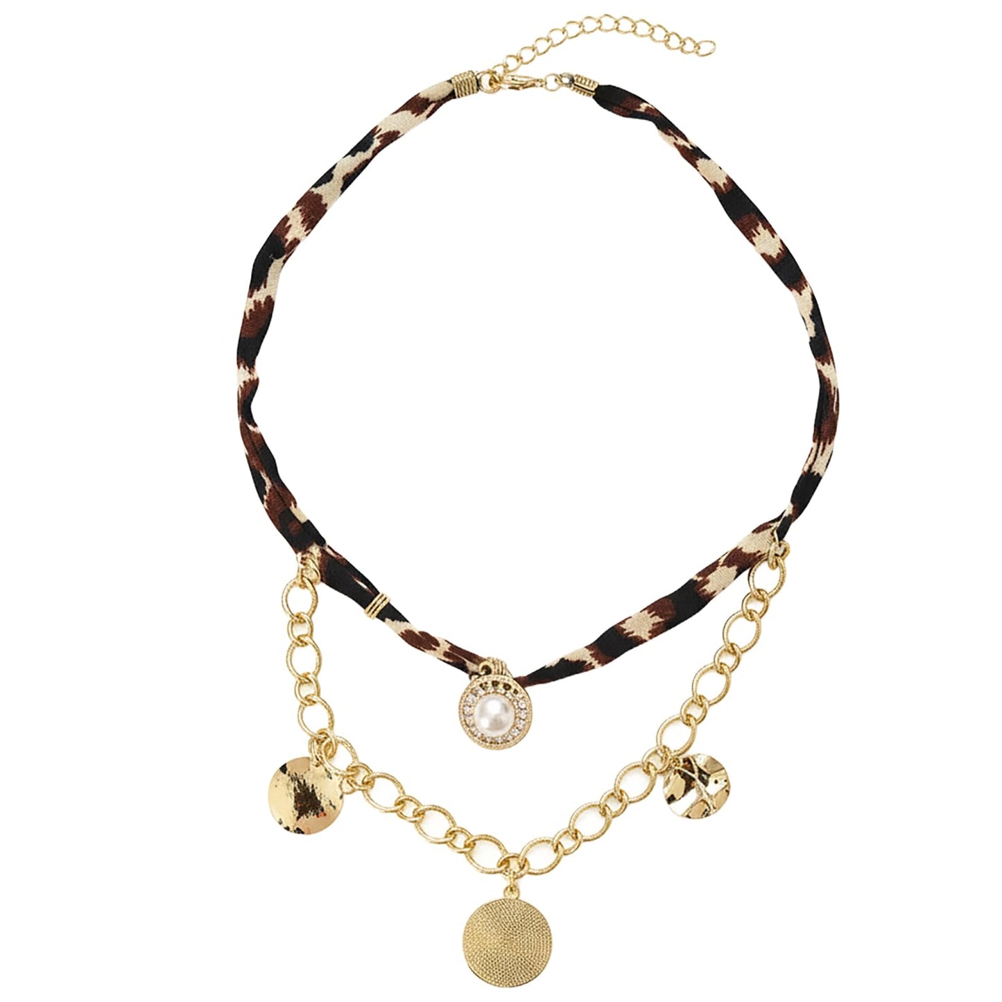 Wailike Scarf Necklace with Charm for Women Leopard Choker Necklaces Silk Tie Necklaces Scarfs Choker Necklaces Jewelry GD2