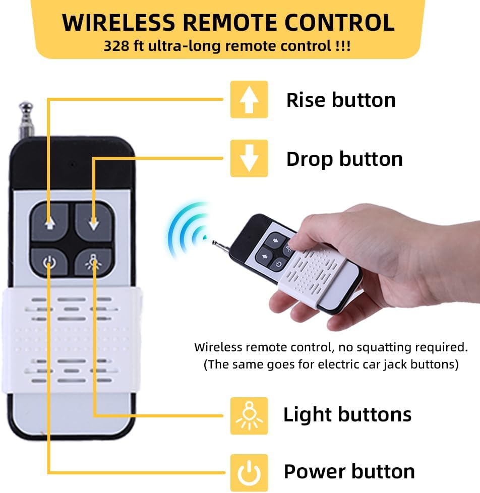 STANDTALL Electric Car Jack Hydraulic Cordless Remote Control 5 Ton 18V Automatic Small Portable Tire Change Kit Emergency Repair Tire Tools for SUV Sedans Vehicle MPV
