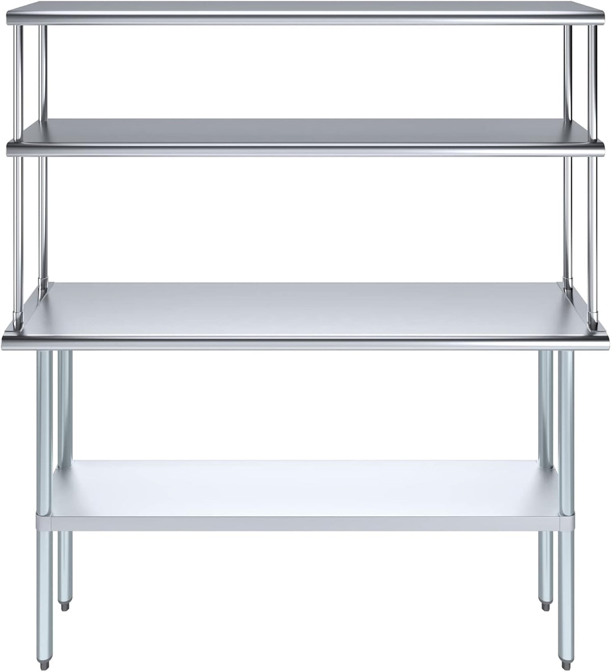 Amgood Stainless Steel Work Table Wide Double Tier Overshelf | NSF | Metal Kitchen Prep Table & Shelving Combo (14" x 60" Work Table + 12" Overshelf)