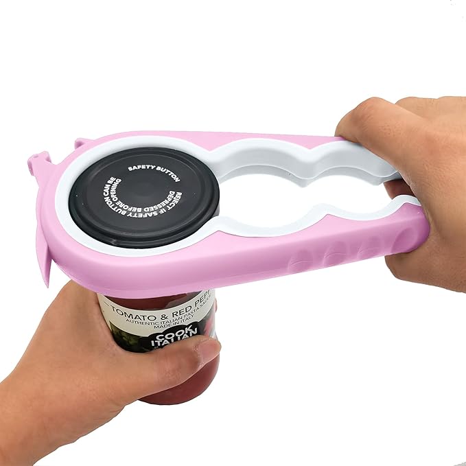 Otstar Jar Opener Bottle Opener and Can Opener for Weak hands, Seniors with Arthritis and Anyone with Low Strength, Mutil Jar Opener Get Lids Off Easily (Pink)