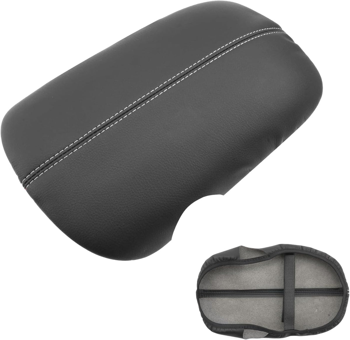 SXCY for 2024 2025 2026 Mustang Armrest Cover (Slim) for Ford Mustang 2025 2026 Accessories 2024 2025 2026 Mustang Center Console Cover 2025 2026 Mustang Middle Console Cover (Grey Stitched)