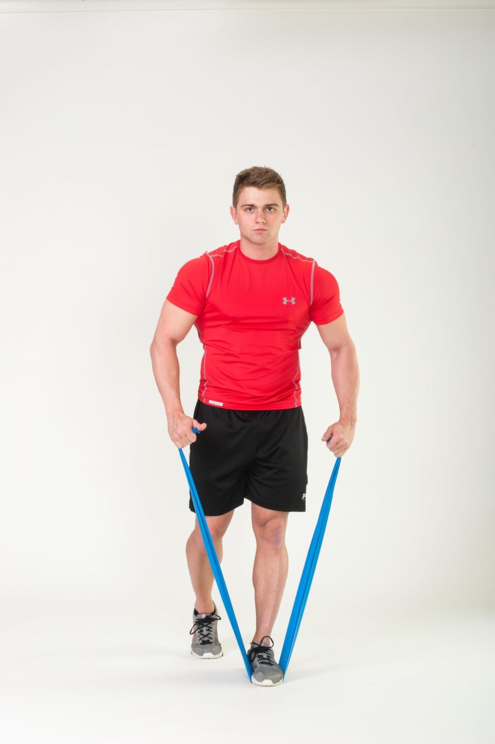 Black Mountain Products Therapy Exercise Bands with Resistance Band Carrying Case, Door Anchor and Starter Guide, Yellow, Blue, Green