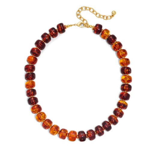 HolidayQbee Beaded Necklace for Women Boho Bead Chunky Necklace Big Bead Necklace Fashion Trendy Summer Amber Resin Beaded Necklaces Jewelry Gifts