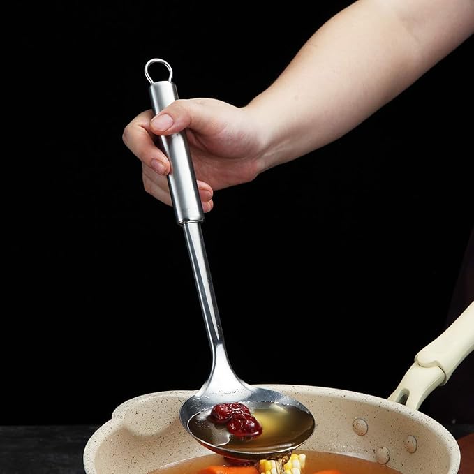 Stainless Steel Ladle, Berglander Soup Ladle, Cooking Ladle, Kitchen Ladle, Metal Soup Spoon For Cooking Non-Stick And Heat Resistant, Dishwasher Safe, Easy to Clean