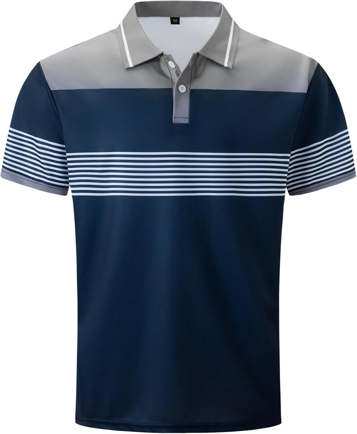 Men's Casual Polo Shirts Short Sleeve Fashion Golf Shirt Classic Striped Slim Fit T-Shirts