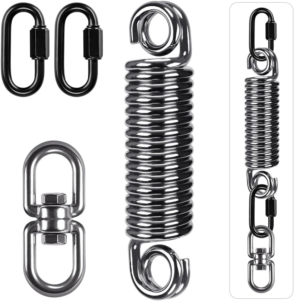 SELEWARE Heavy Bag Spring, Punching Bag Hanging Kit with Swivel & 2 Carabiners, 360 Rotational Hanging Accessory for Boxing Bag