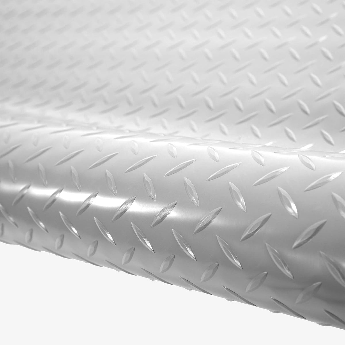 IncStores 2.5mm Thick Commercial-Grade Nitro Roll Garage Floor Mat | Flexible Vinyl Floor Mat for a Stronger and Safer Garage, Workshop, or Trailer | Diamond-Plate, Stainless Steel, 7.5' x 140'