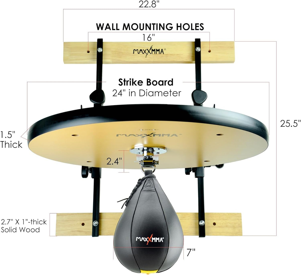 MaxxMMA Speed Bag Platform Kit - Heavy Duty Boxing Training Equipment with Punching Ball, Adjustable Height for Home Fitness, Suitable for Boxing and Fitness Enthusiasts