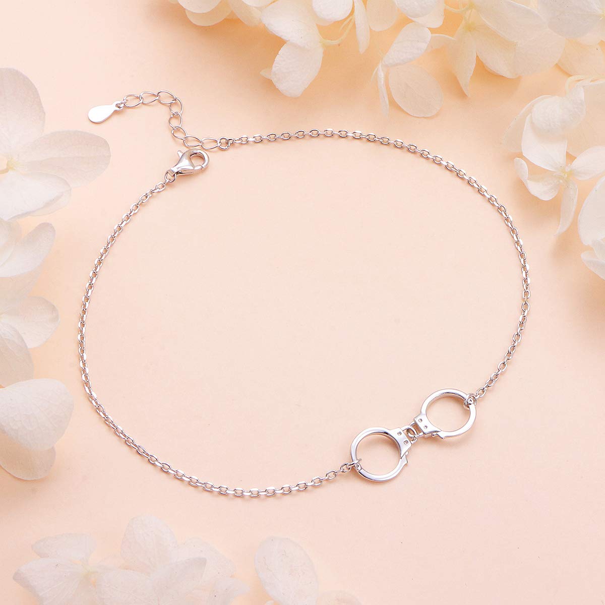 DAOCHONG S925 Sterling Silver Handcuffs Choker Short Dainty Necklace Pendant for Women Jewelry Gift