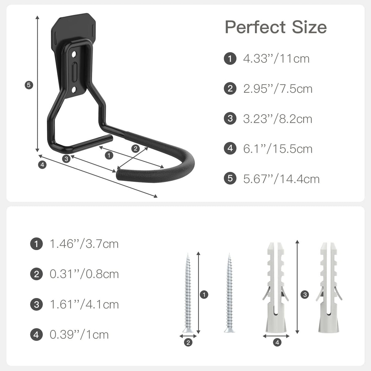 Bike Wall Mount with Fixed Hook, [4 Pack] Heavy Duty Bike Storage Rack, Bike Rack Vertical Stand for Garage - Easily Hang/Detach - with Screws Iron Bike Hanger Brackets