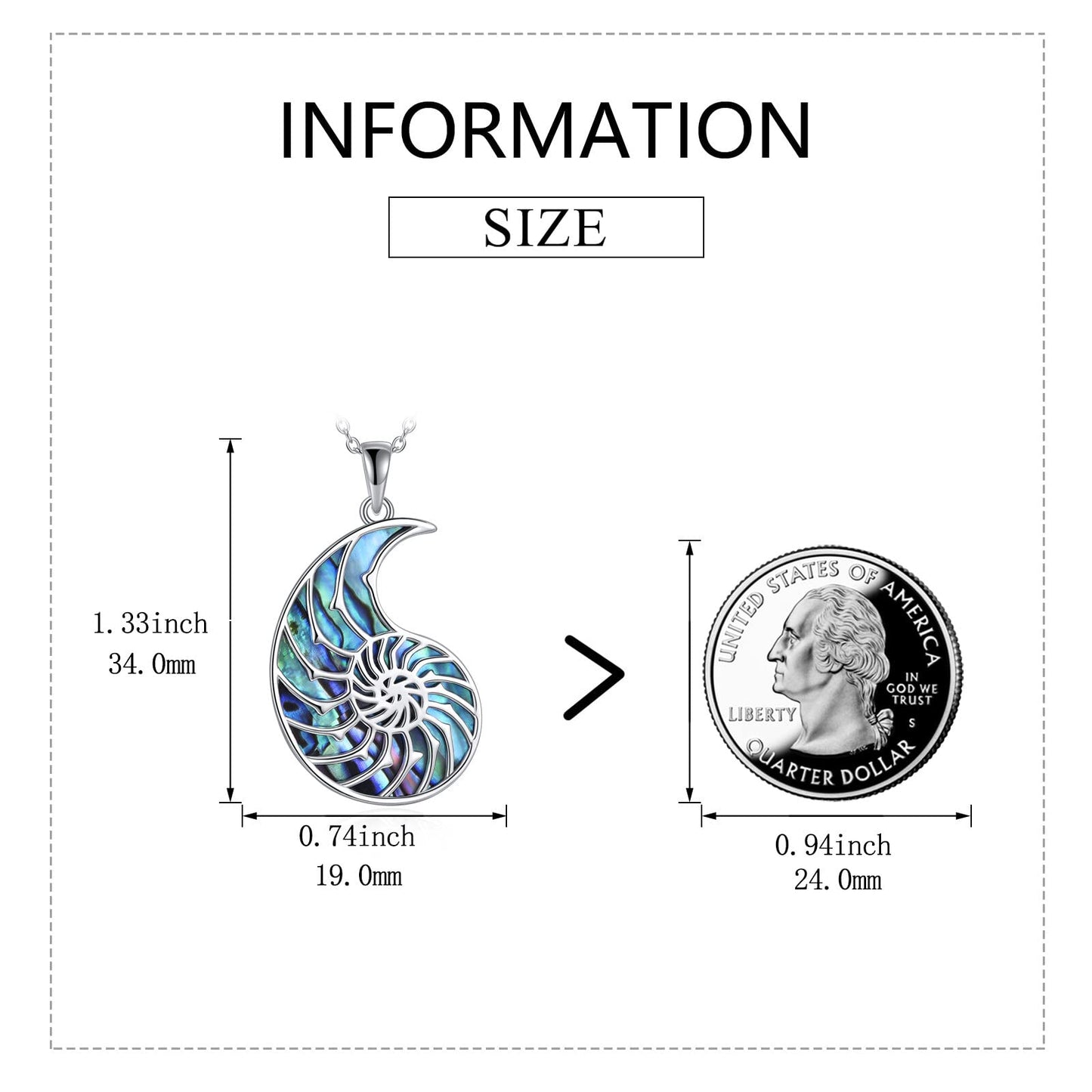 AXELUNA Conch Necklace Sterling Silver Ocean Beach Abalone Shell Jewelry for Women