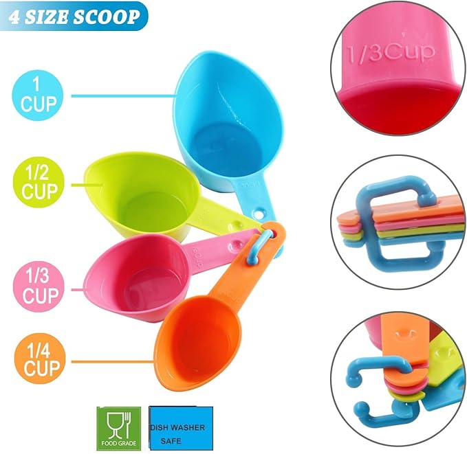 HINMAY Pet Food Scoops Plastic Measuring Cups Set for Dog Cat and Bird Food, Set of 2