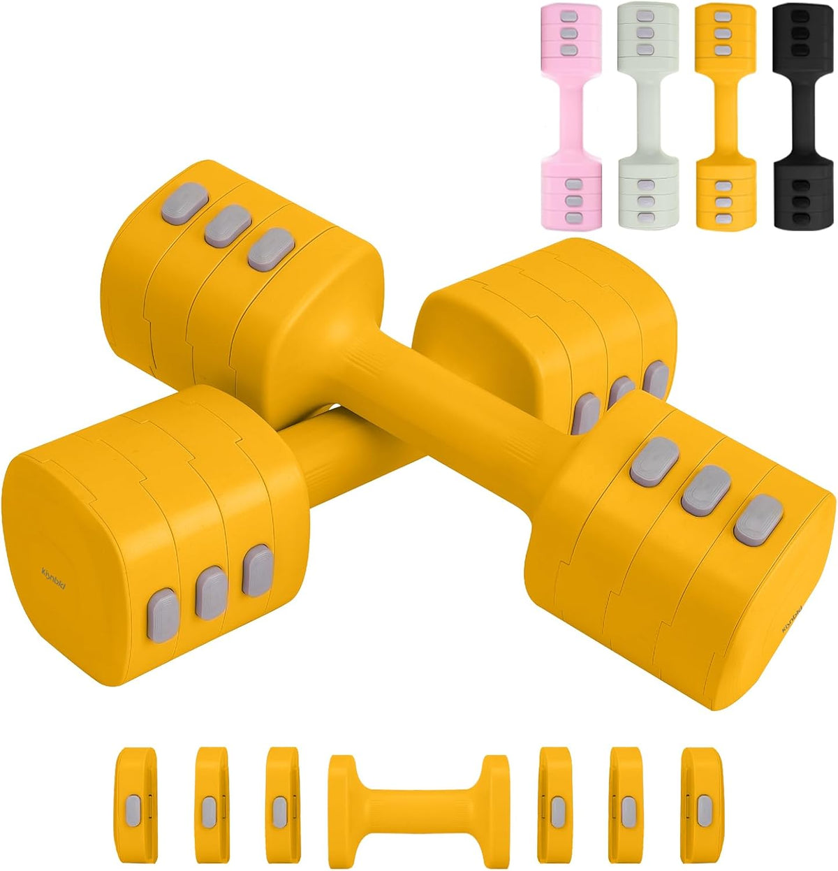 Adjustable Dumbbell Set of 2, 4 in 1 Free Weights Dumbbells Set for Women with Fast Adjustment, Each 2lb 3lb 4lb 5lb Hand Weights Set for Home Gym & Outdoor Exercise Training