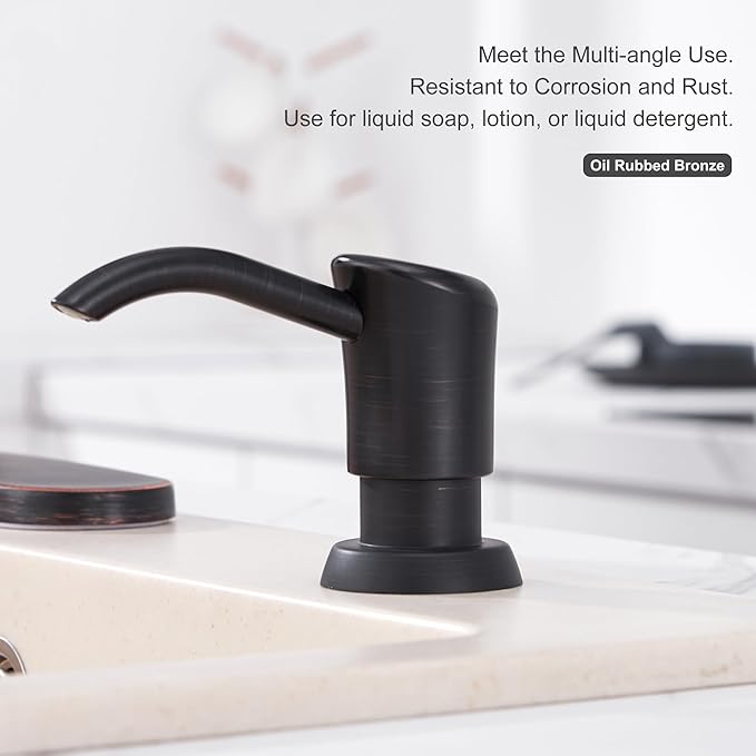GAGALIFE Soap Dispenser for Kitchen Sink, ABS in Counter Soap Dispenser(Oil Rubbed Bronze), with 17 Ounce Large Pet Soap Bottle, Refill from The Top, Venetian Bronze