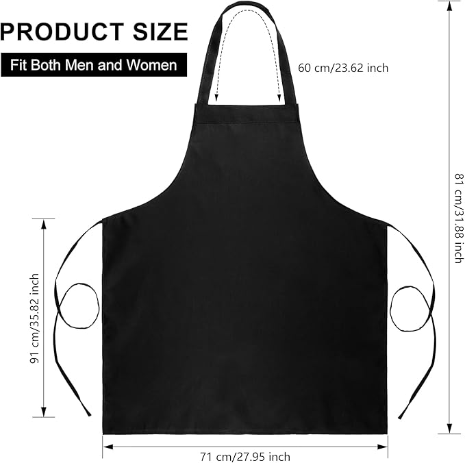 Foaincore Bib Aprons, Unisex Apron No Pocket Bulk Machine Washable Plain Aprons for Women Men Chef Kitchen Drawing