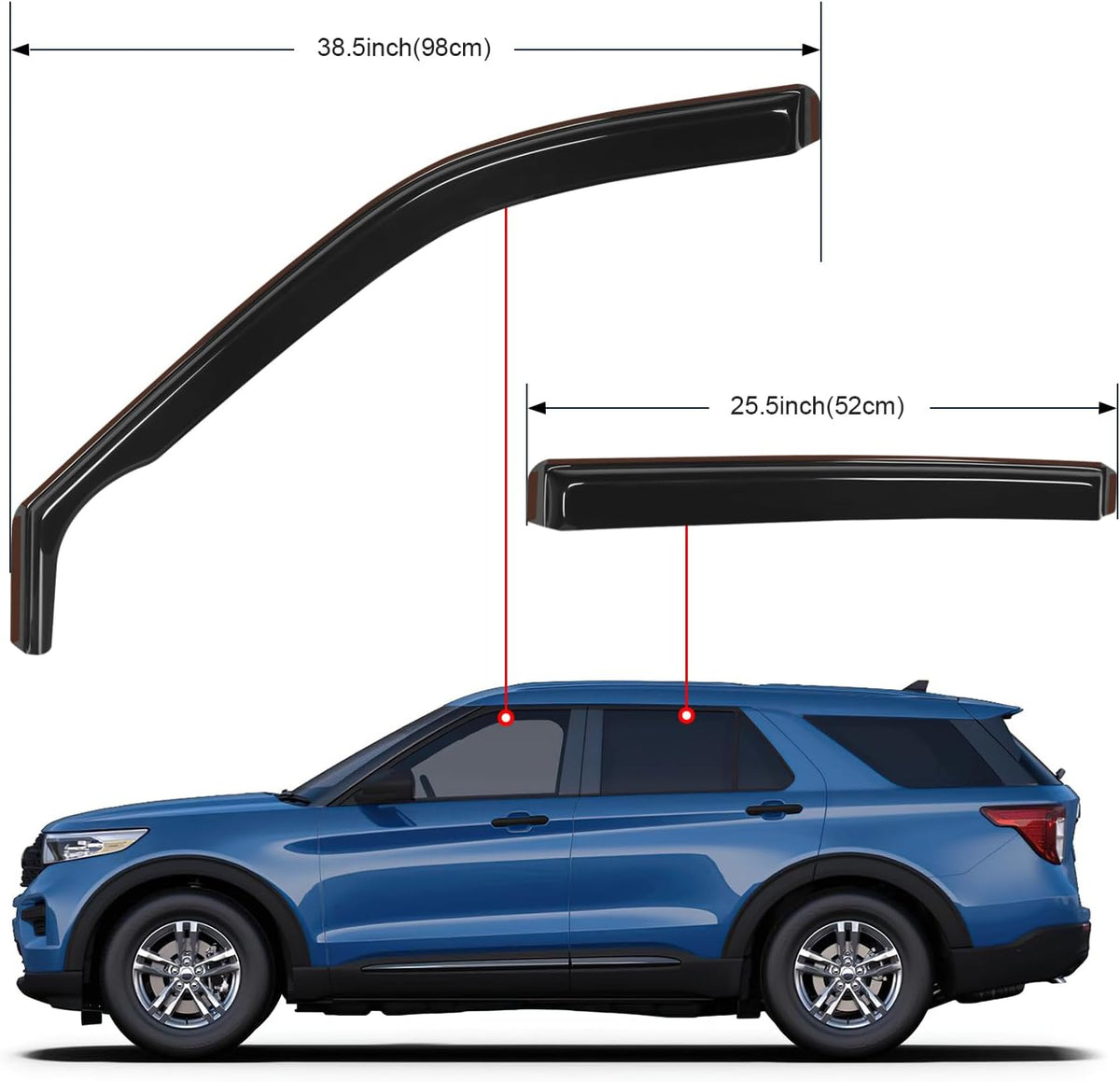 Nilight in Channel Window Deflectors for Ford Explorer 2020 2021 2022 2023 2024 Vent Window Visors, Rain Guards-4PCS