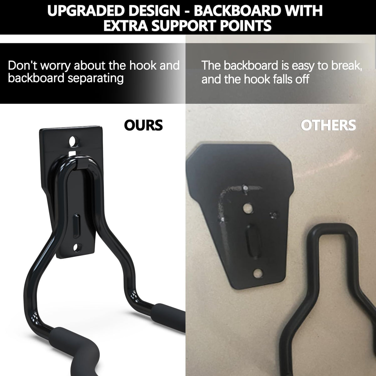 3-H Weed Eater Hanger 2 Pack,2 Large Garage Wall Hooks,1 Extension Strap,Utility Weedeater Rack,Tool Hangers for Organizing and Hanging Weed Wacker,Leaf Blower,String Trimmer,Power Tool in Garden