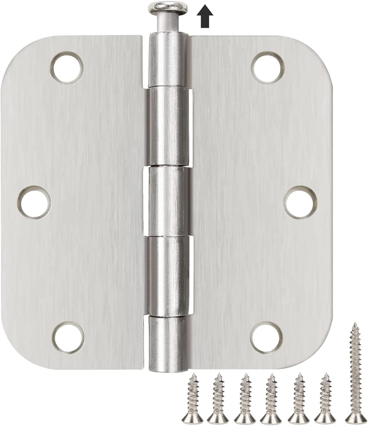 30 Pack Satin Nickle Door Hinges Brushed 3.5 Inch Interior Rounded 5/8" Radius 3-1/2" Flat Iron Hinge Hardware House Bifold Table Farmhouse Bedroom Office Living Room Decor 3½" Accessories for Doors