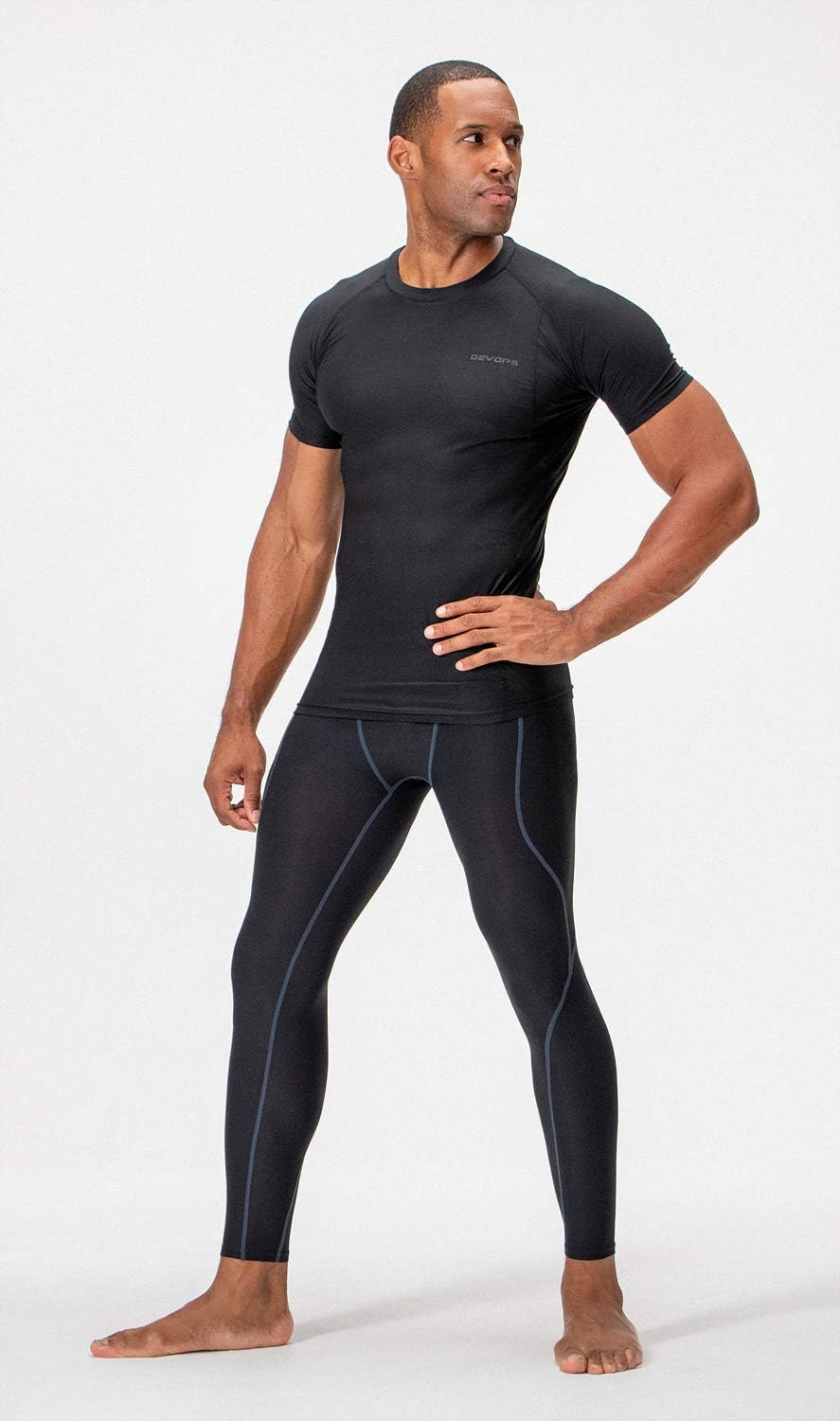 DEVOPS 3 Pack Men's Cool Dry Short Sleeve Compression Shirts, Sports Baselayer T-Shirts Tops, Athletic Workout Shirt