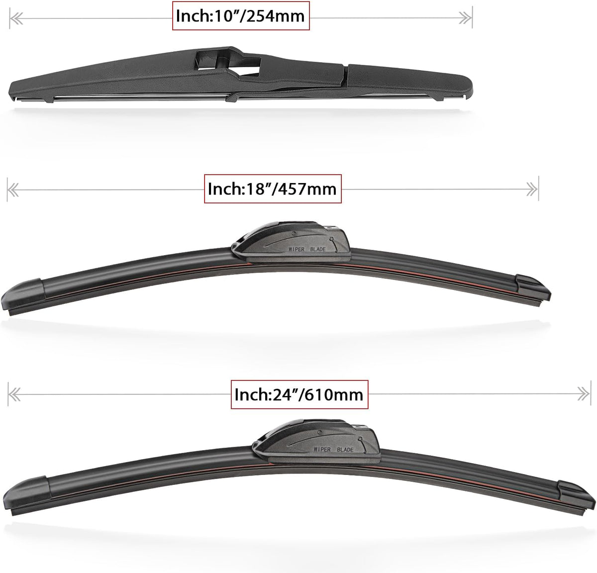 Windshield Wiper Blade Set Replacement for 2018-2022 Jeep Compass Original Equipment Replacement Front Wiper Blades-24"/18"/10" (Set of 3) U/J Hook