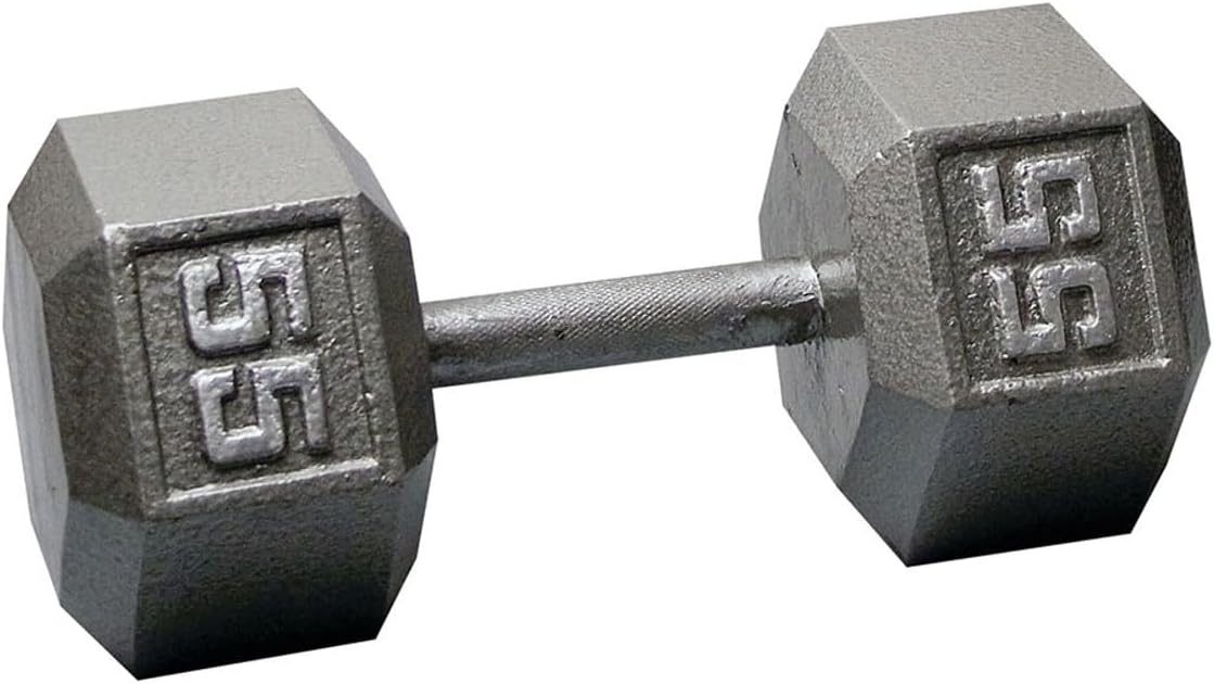 Body-Solid Cast Iron Hexagon Dumbbell, Hand Weights For Men and Women, Weight Dumbbells for Strength Training, Body Building Home Gym Training Gear