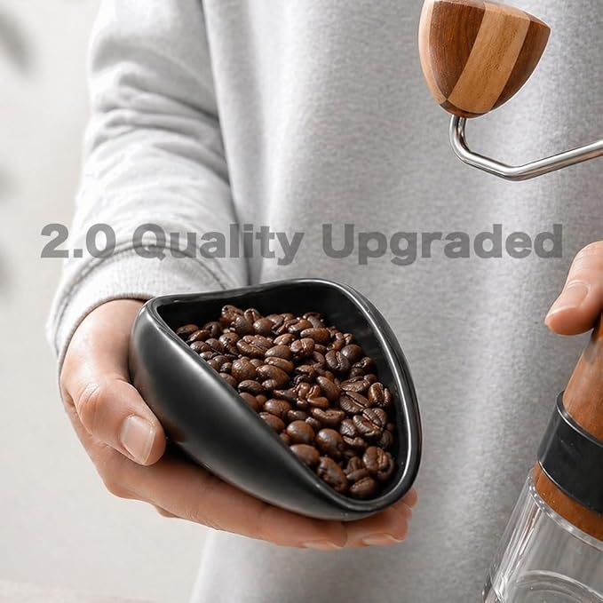 Coffee Bean Dosing Cup and Spray Bottle Kit For Espresso,Coffee Bar Accessories,Ceramic Single Dosing Tray For Coffee or Tea.Spray For Reducing Coffee Power Static (B-Bright Black)