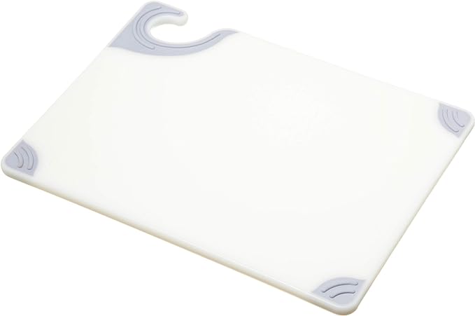 San Jamar Saf-T-Grip Plastic Cutting Board with Safety Hook, 9" x 12" x 0.375", White