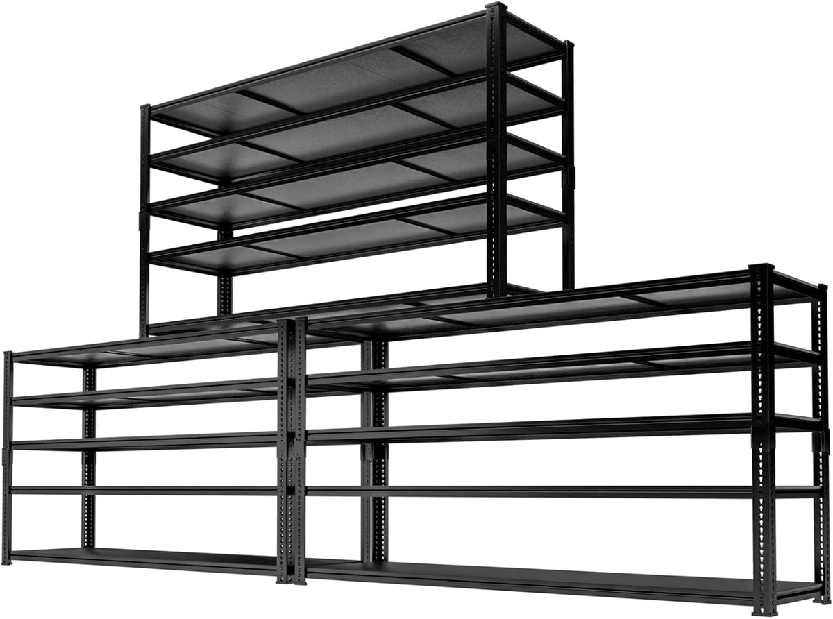 Storage Shelves Heavy Duty 3 PCS, 60" L x 24" W x 78" H Garage Storage Shelves Unit Loads 3700LBS, 5-Tier Adjustable Metal Industrial Utility Shelf Rack for Kitchen, Laundry Room, Warehouse, Basement