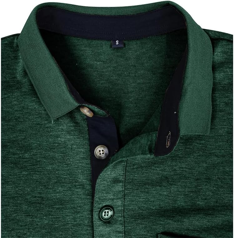 Men's Casual Polo Shirts Classic Button Basic Short Sleeve Shirt Solid Color Cotton Tees Golf Stylish Tops