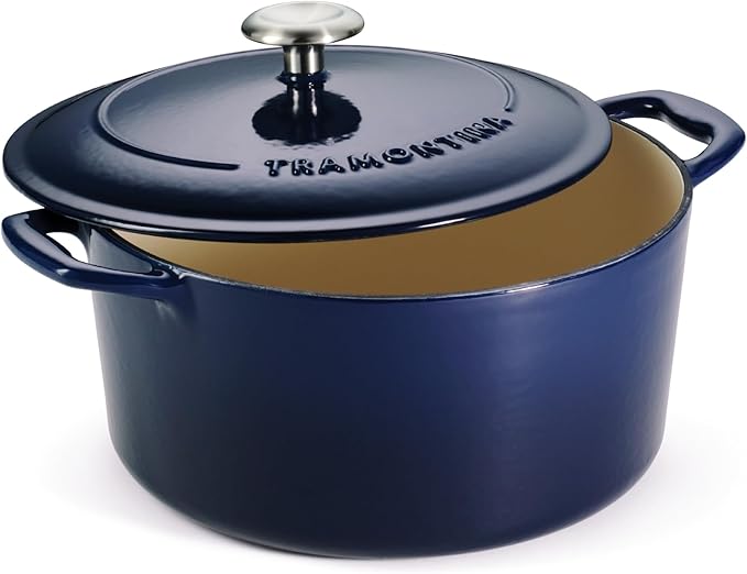 Tramontina Bestow Enameled Cast Iron Dutch Oven Pot with Lid, Round 5.5-quart, Blue