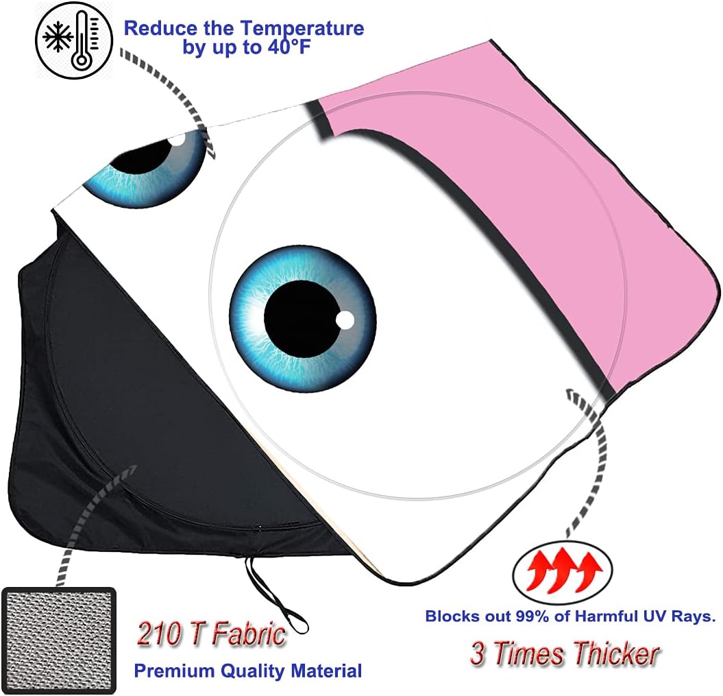 Gven Windshield Sun Shade Car Sun Shade 2025 Pink Car Accessories for Women Shades for Front Window Girly Windshield Cover Sunshades for Summer Heat Portection(Pink, L)