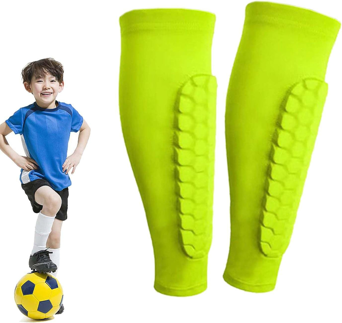 Shin Defender Shin Guards Kids 2 Pair, Shindefender Shin Guards Soccer, with Honeycomb Pads, for Soccer Kids Youth Adult