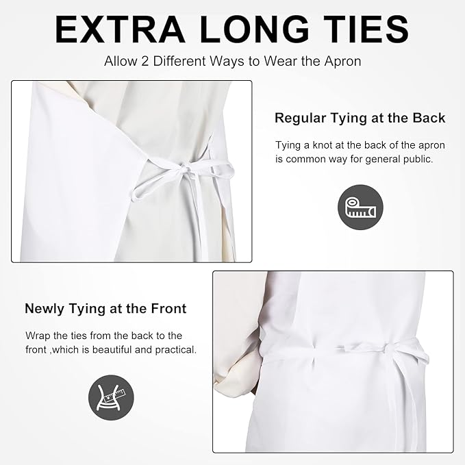 Foaincore Bib Aprons, Unisex Apron No Pocket Bulk Machine Washable Plain Aprons for Women Men Chef Kitchen Drawing
