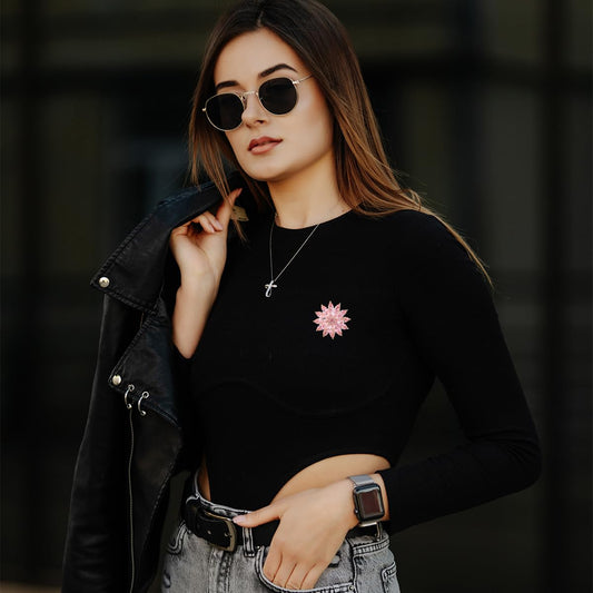 EMEGCY Pink Flower Brooch for Women Crystal Pin Brooch Pink Crystal Flower Lapel Pin Blooming Floral Jewelry Birthday Gift for Mom Wife Birthday