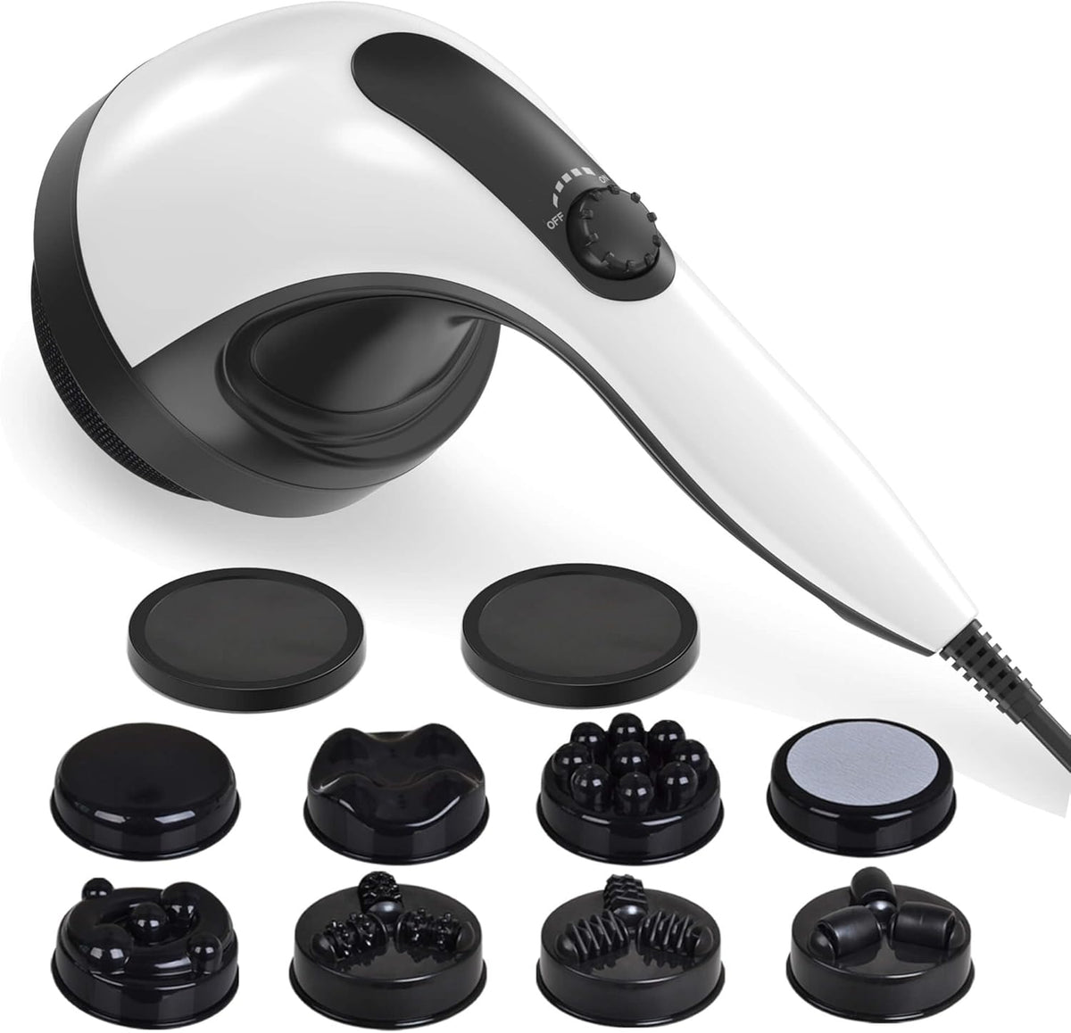 Body Sculpting Machine - 7-Speed 8-Head Electric Cellulite Massage & Lymphatic Drainage Device with Lipo Roller, Handheld Full-Body Massager Vibra for Belly, Butt, Arms, Legs, Home Use(White)