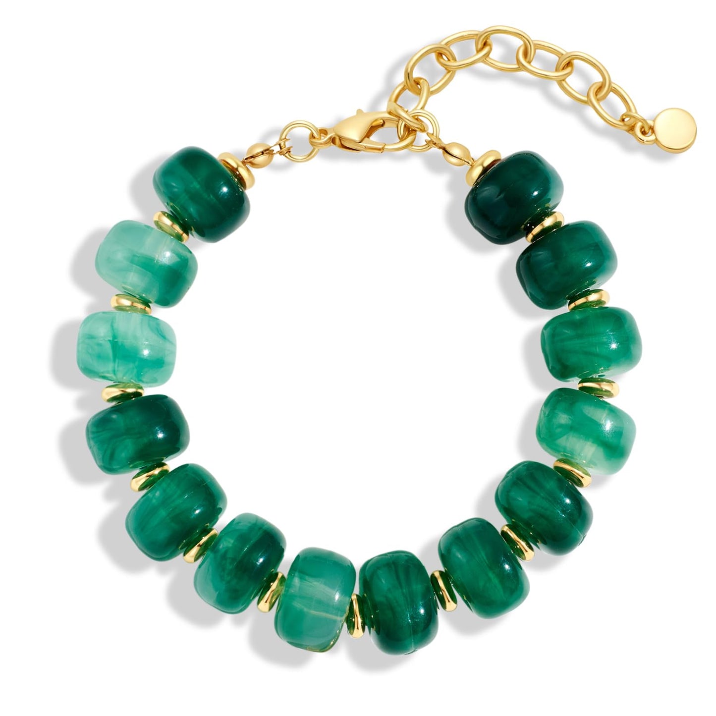 HolidayQbee Beaded Bracelets for Women Dainty Chunky Bracelet Green Beaded Boho Summer Bracelet Fashion Trendy Stone Beads Bracelet Beach Jewelry Gifts
