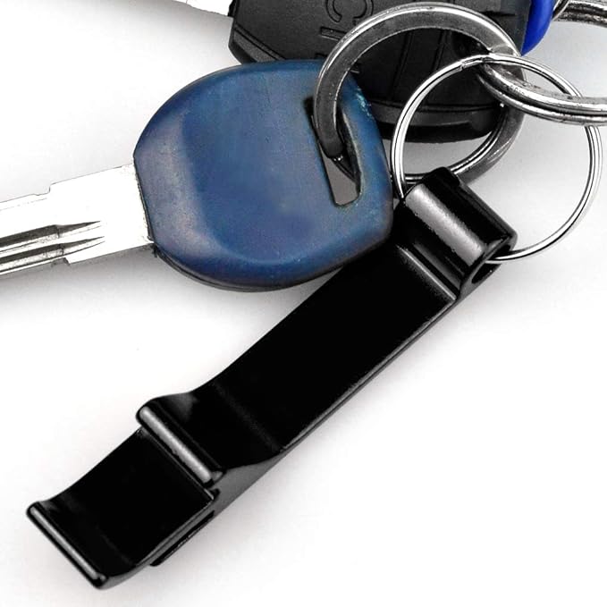 cnomg 16 pcs Metal Bottle Opener, Split Key Ring Chain Keychain Bulk Aluminum Pocket Claw Bar Soda Beverage Beer Bottle Opener (black)
