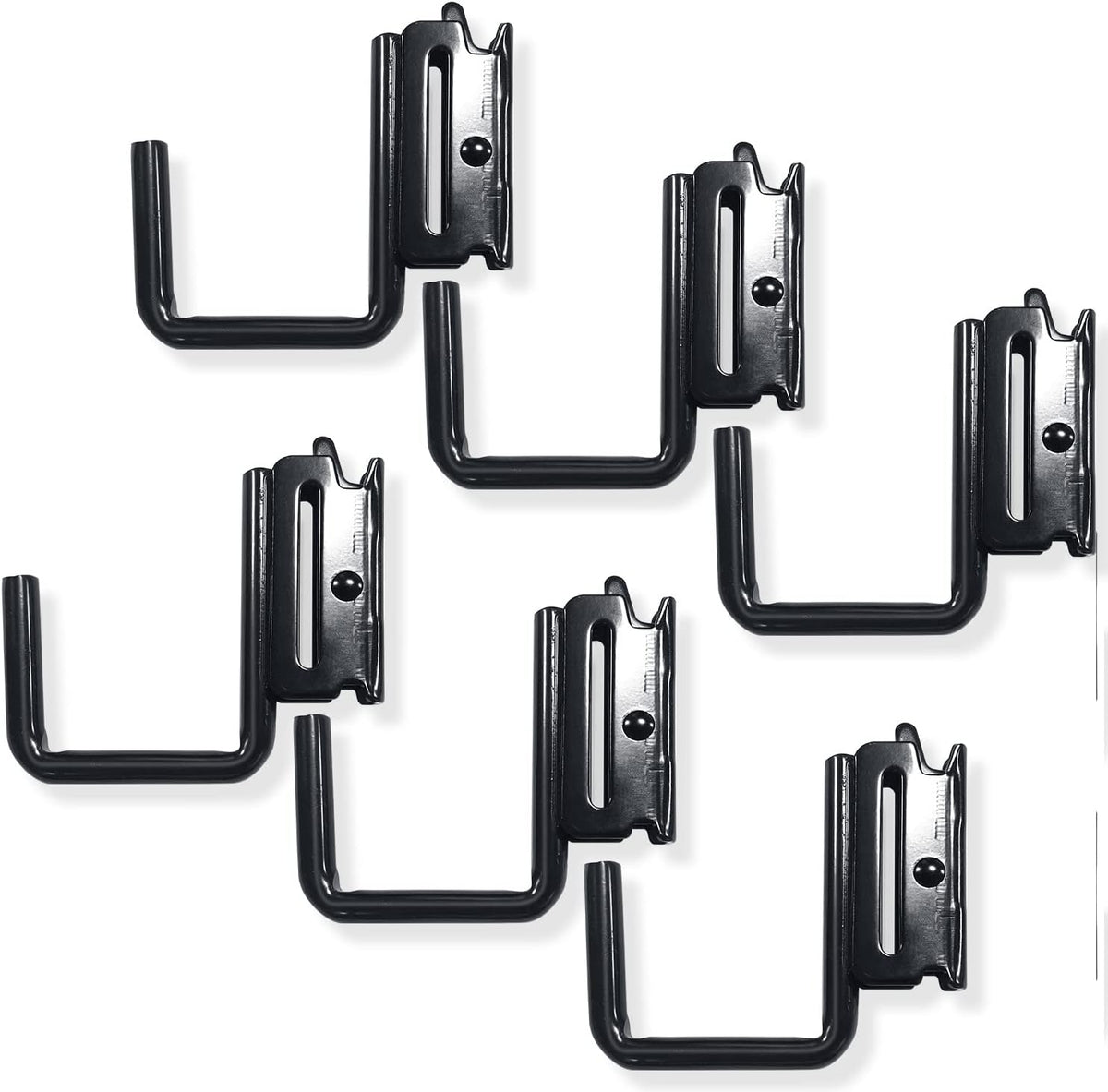 6PCS E Track J Hooks Heavy Duty E Track X Track Steel Hanger, Spring Fitting E Track Accessories for Enclosed Trailer, Cargo Van,Semi-Trucks Trailer,Black