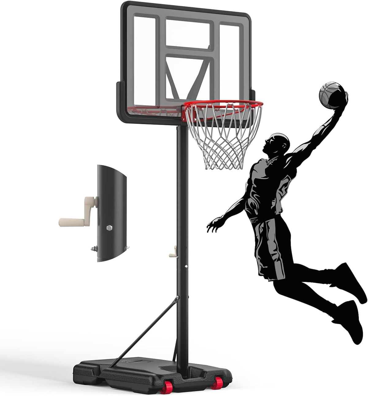 IGL Portable Basketball Hoop, 5.6-10FT Adjustable Basketball Goal System, 44 Inch Outdoor Basketball Hoop & Goals for Kids, Youth, and Adults in The Backyard, Driveway with PC Backboard