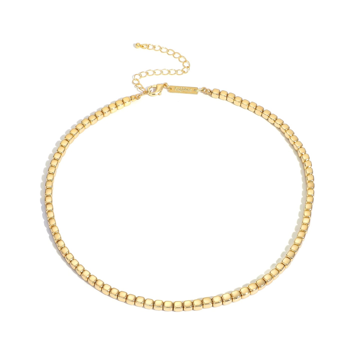 Sajidos Gold Plated Plastic Beaded Necklaces for Women 14K Gold Plated Bead Chunky Heart Charm Pendant Necklace Handmade Trend Fashion Jewelry Gifts