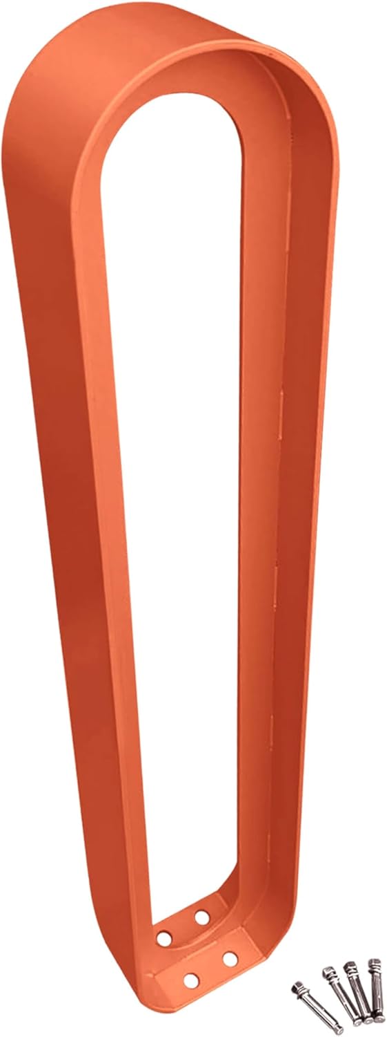 Sandbaggy Modern Commercial Bike Rack | 6.5” x 3” x 35” Oval Design | In-Ground | Anchor Bolts Included (Orange, 3)